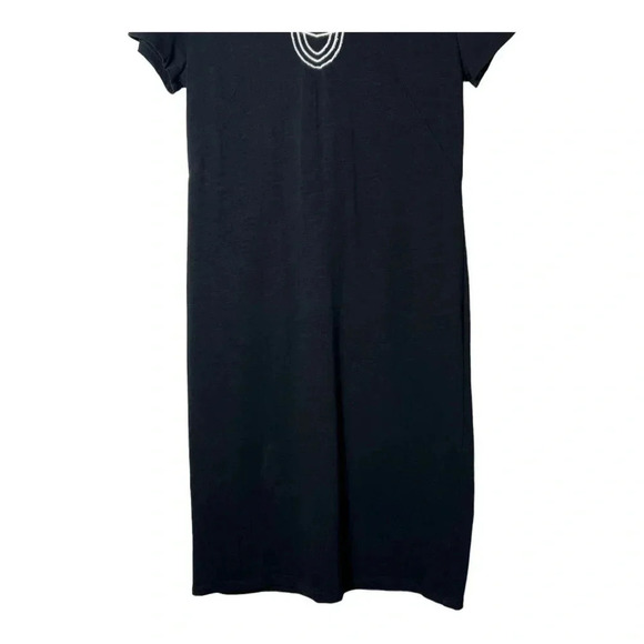 1855. TALBOTS SHORT SLEEVE KNITTED MIDI LENGTH DRESS SIZE SMALL BLACK/WHITE - Picture 4 of 9